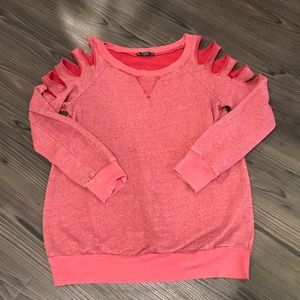 Red Cut Sleeve Detail Sweater T Party Size Medium